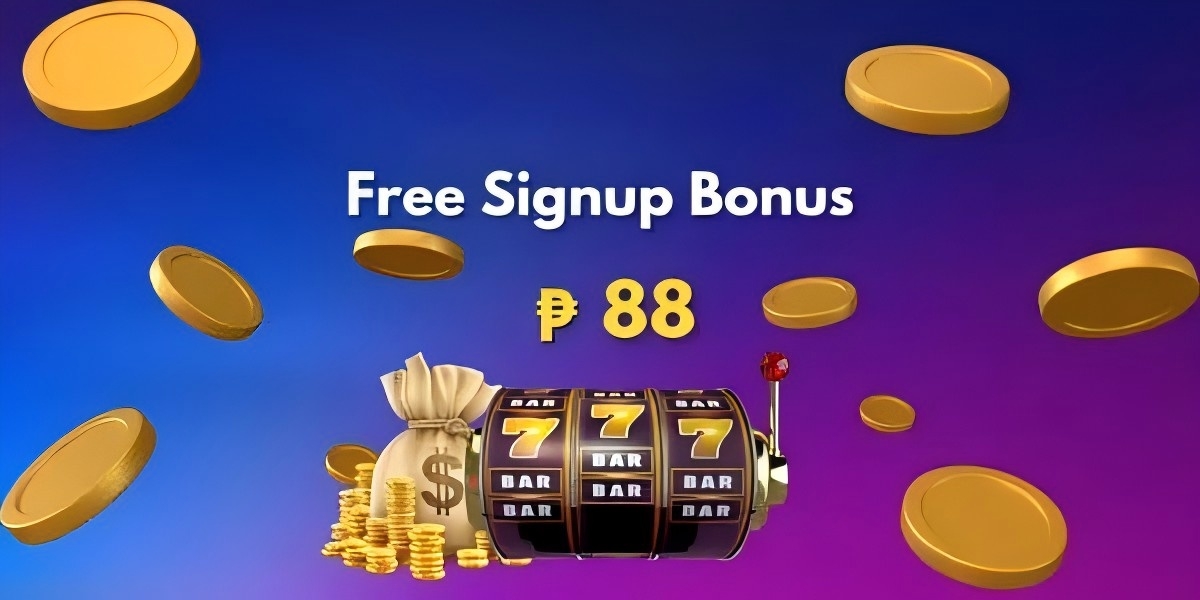 Promotional banner with golden coins and slot machine art